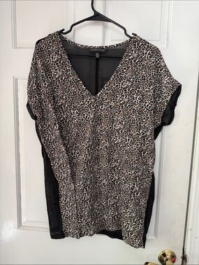 Victoria's Secret Leopard Print V-Neck Blouse in Black and Brown